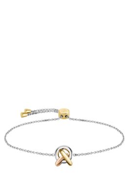 Dreifarbiges Armband im Knoten-Design, Silberfarben