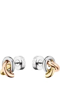 Pendientes en tres tonos con diseño de nudo, Tono plateado