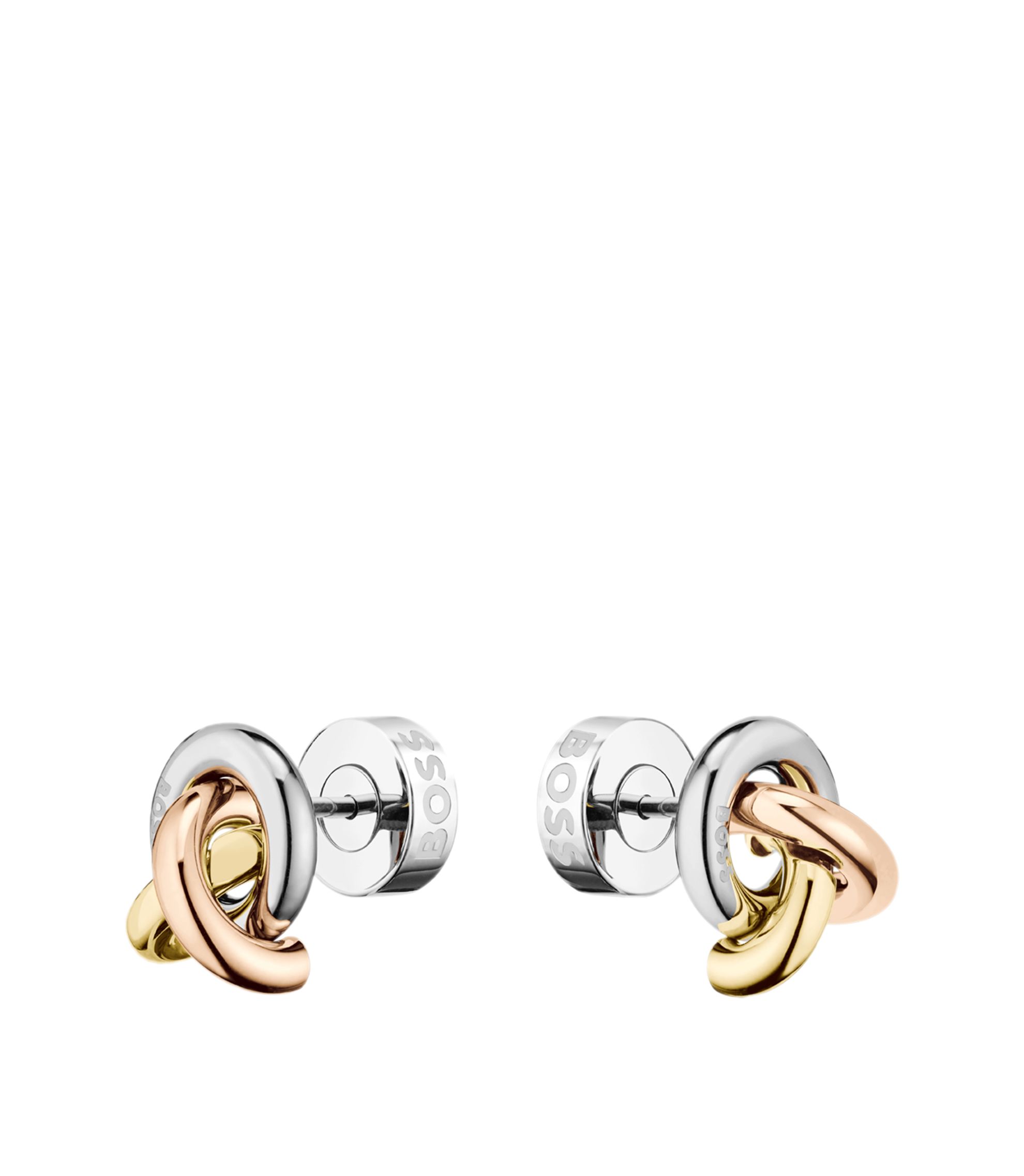 Dreifarbige Ohrringe mit Knoten-Design