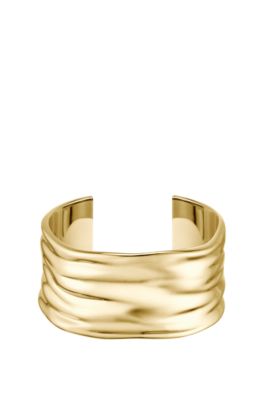 Gold-tone bangle with ripple design, Gold tone