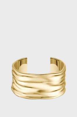 Gold-tone bangle with ripple design, Gold tone