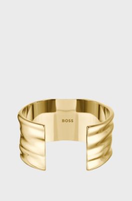 Gold-tone bangle with ripple design, Gold tone