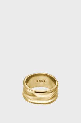 Ring with ripple design, Gold tone