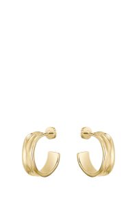 Pendientes de aro dorados con diseño ondulado, Tono dorado