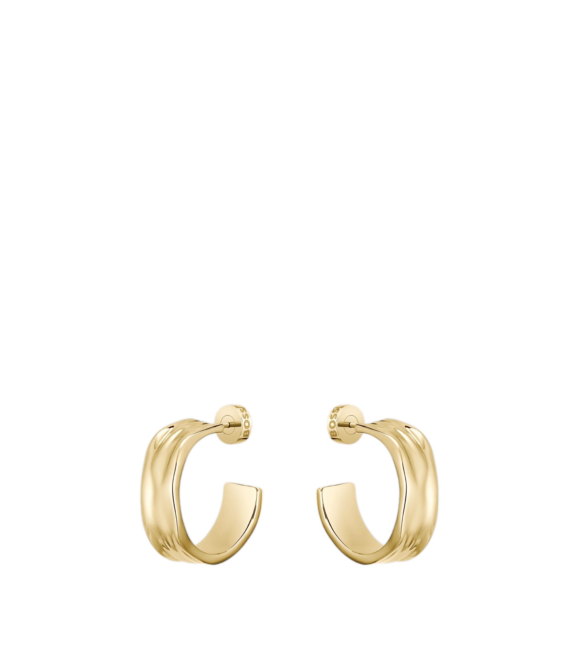 Goldfarbene Creolen mit Wellen-Design