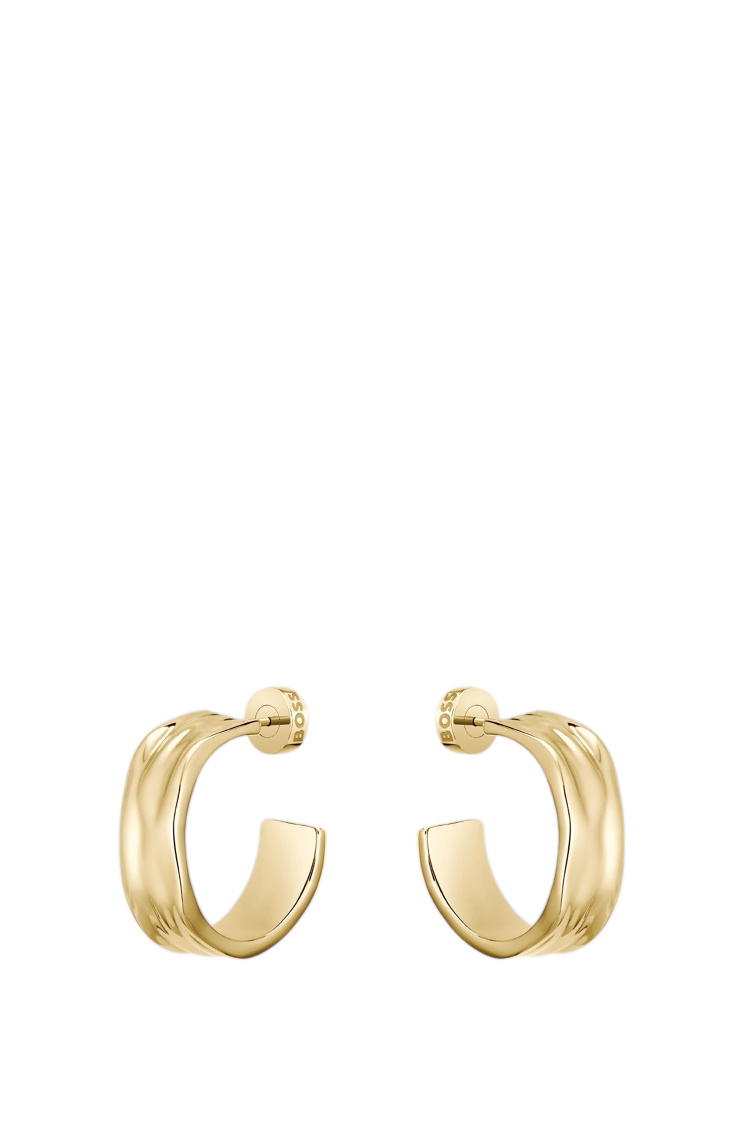 Boss Gold-tone hoop earrings with ripple design örhängen dam