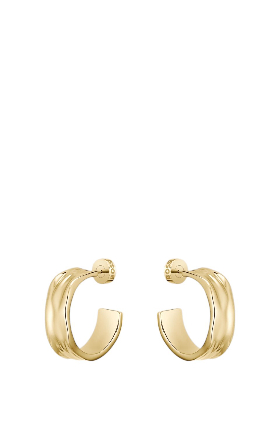 Gold-tone hoop earrings with ripple design