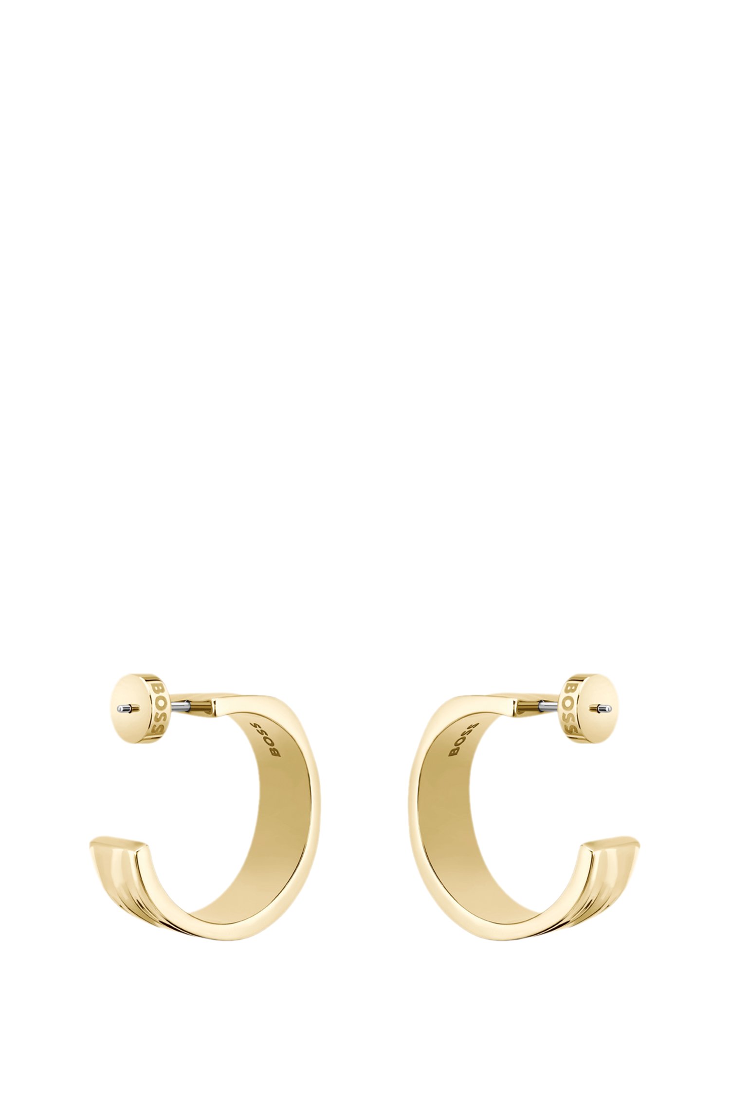 Boss Gold-tone hoop earrings with ripple design örhängen dam – bild 2