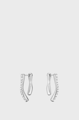 Orecchini color argento con cristalli, Color argento