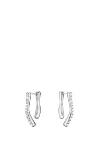 Pendientes plateados con adornos de cristal, Tono plateado