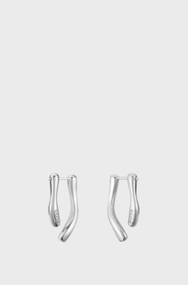 Orecchini color argento con cristalli, Color argento