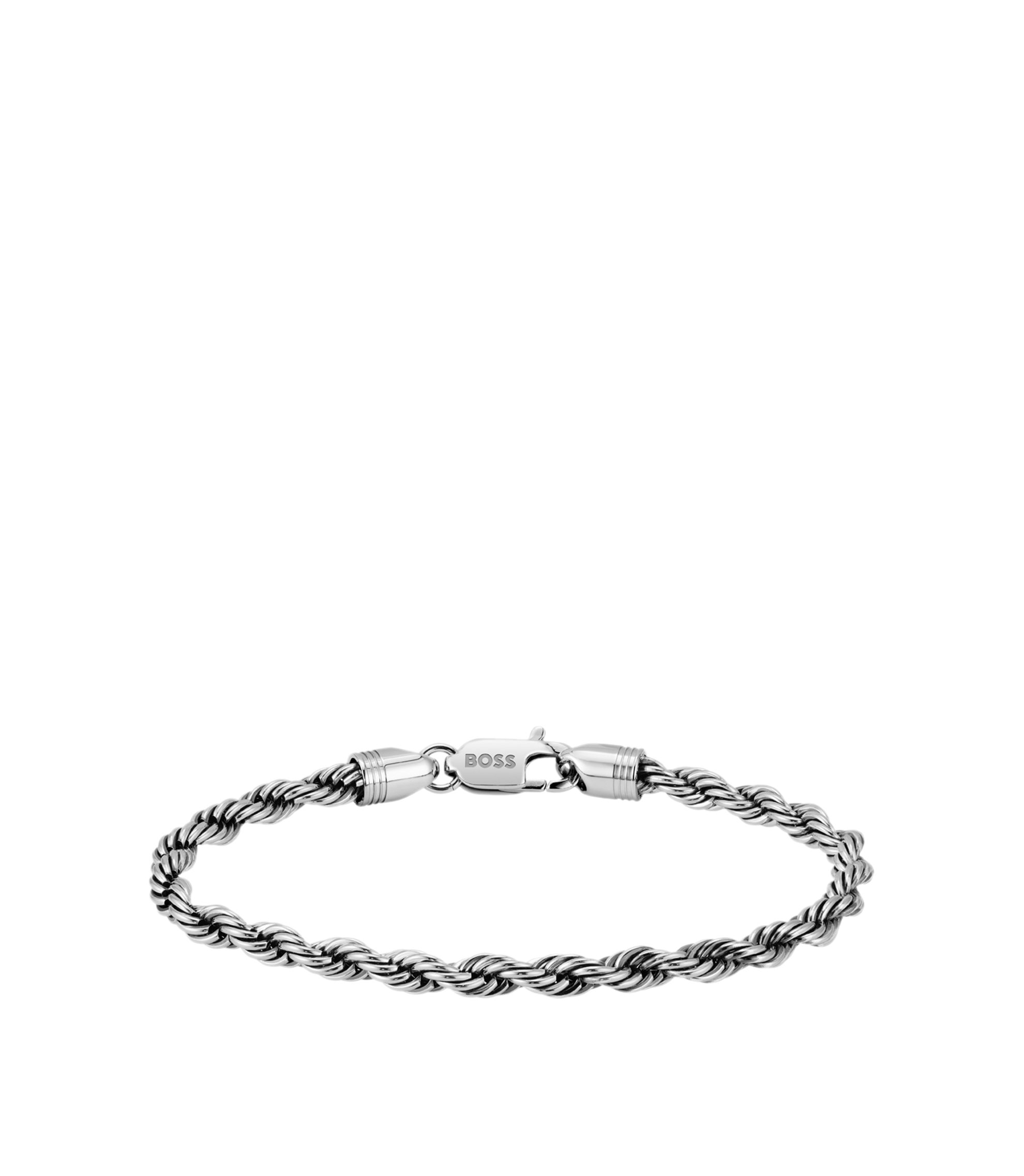 Silberfarbenes Armband mit Kette in Kordeloptik