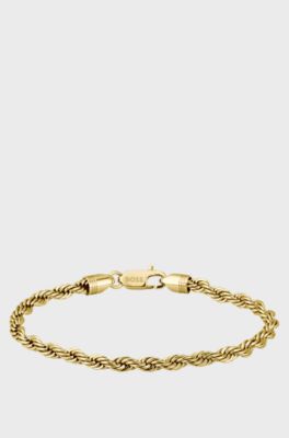 Brazalete en tono dorado con cadena estilo cuerda, Tono dorado