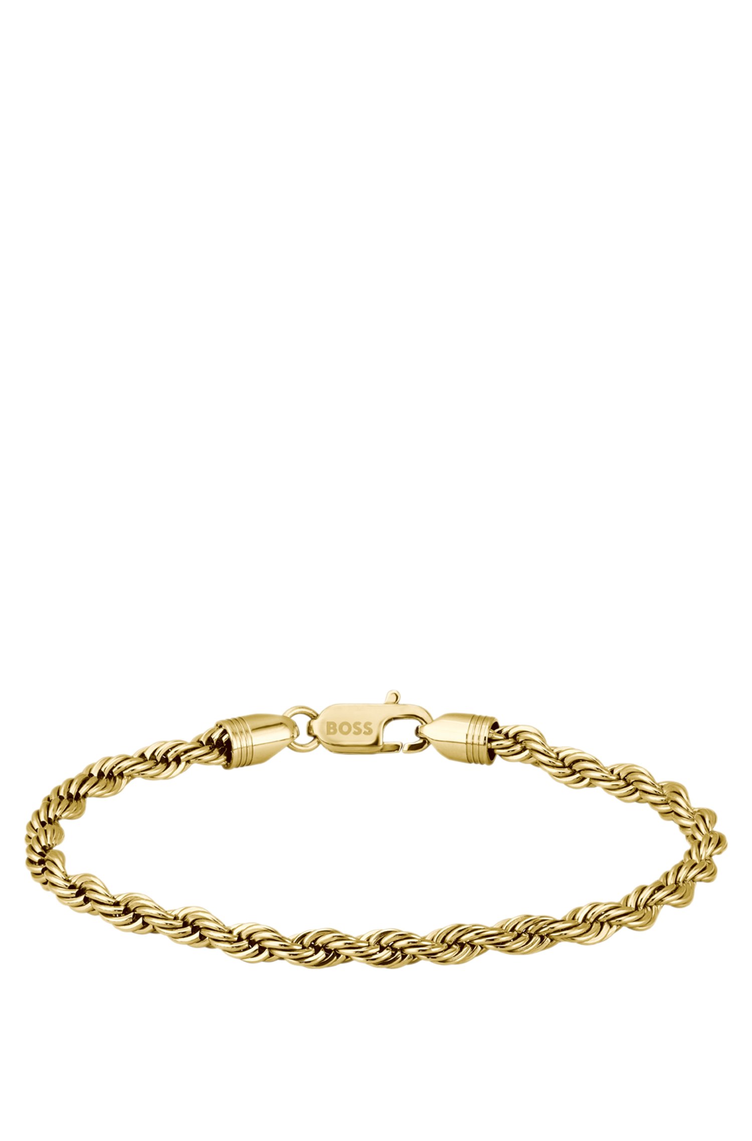 Boss Gold-tone cuff with rope-style chain armband herr