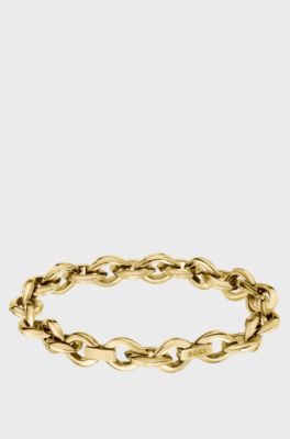 Goldfarbenes Armband mit bl&uuml;tenblattf&ouml;rmigen Gliedern, Goldfarben