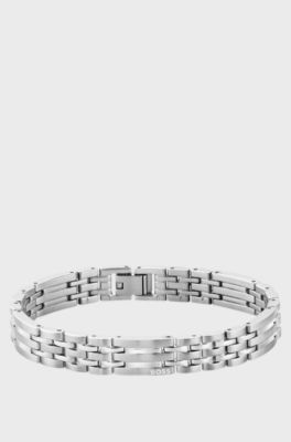 Silver-tone cuff with multi-link design, Silver tone