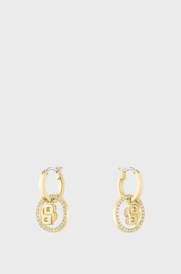 Gold-tone earrings with Double B monogram charm, Gold tone