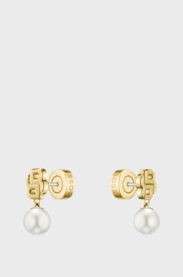Gold-tone earrings with Double B monogram, Guldf&auml;rg