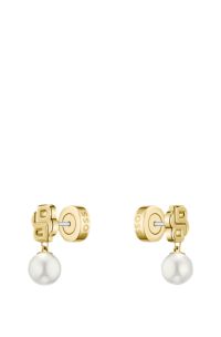 Gold-tone earrings with Double B monogram, Gold tone