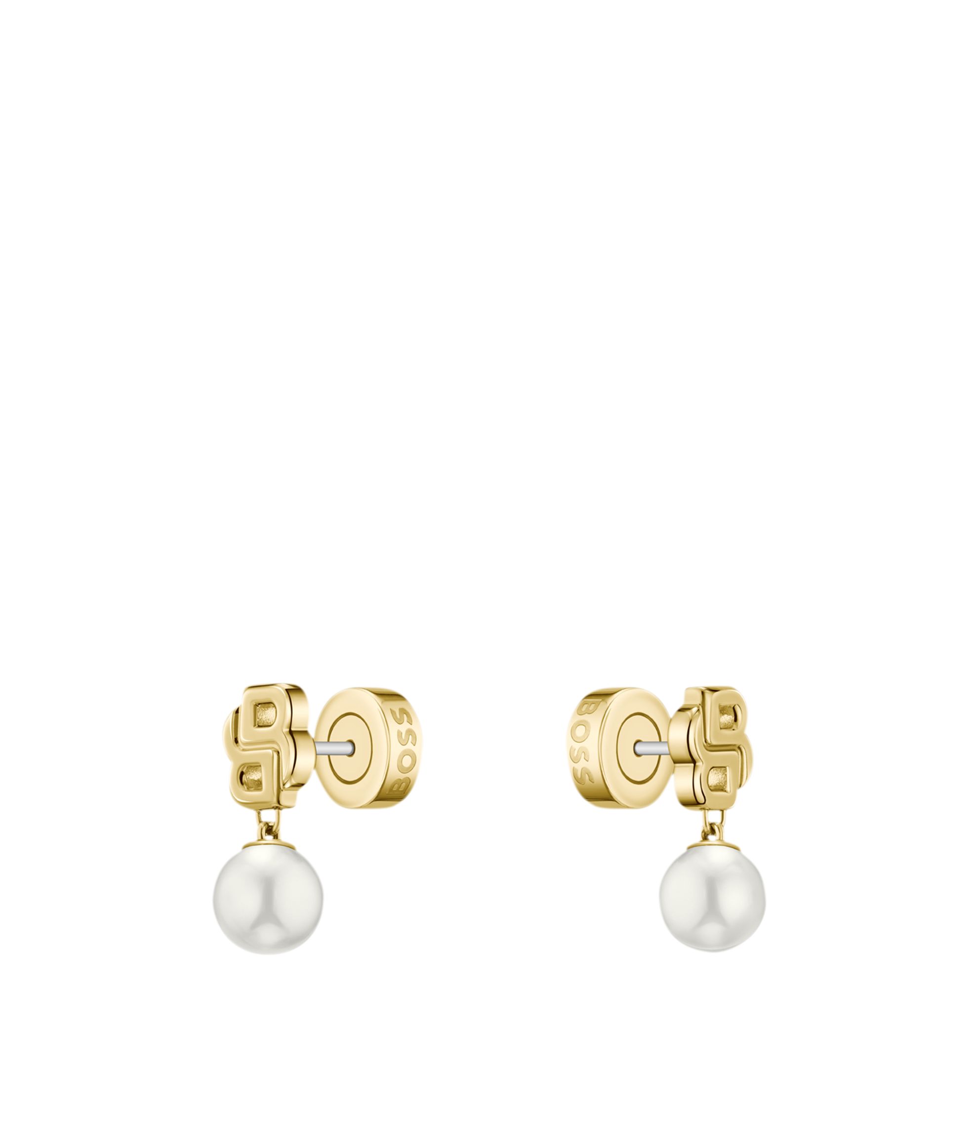 Goldfarbene Ohrringe mit Double-B-Monogramm