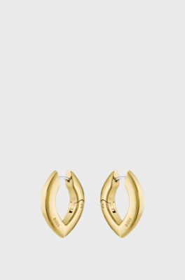 Gold-tone earrings with petal shape, Gold tone
