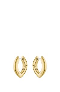 Gold-tone earrings with petal shape, Goudkleurig