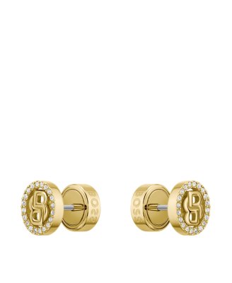 Gold-tone earrings with crystals and Double B monogram