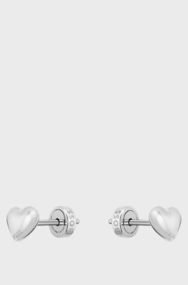 Heart-shaped stud earrings in stainless steel, Silberfarben