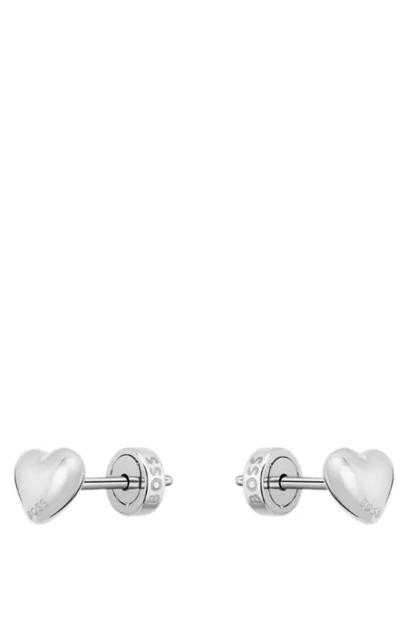 Heart-shaped stud earrings in stainless steel