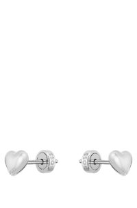 Heart-shaped stud earrings in stainless steel, Silver tone