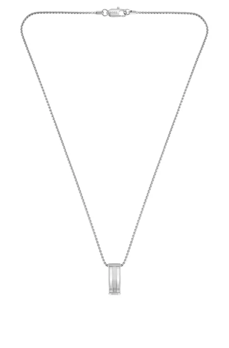 Silver-tone necklace with stripe-effect pendant