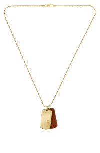 Gold-tone necklace with double-tag pendant, Goudkleurig