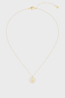 Gold-tone necklace with Double B monogram pendant, Gold tone