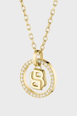 Gold-tone necklace with Double B monogram pendant, Gold tone