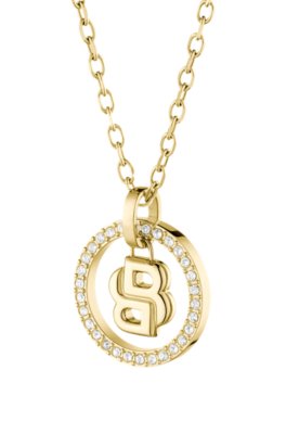 Boss Gold-tone necklace with Double B monogram pendant hängsmycken dam – bild 3