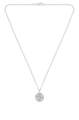Silver-tone necklace with medallion pendant, Silver tone