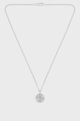Silver-tone necklace with medallion pendant, Silver tone