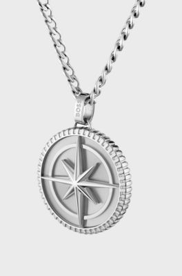 Silver-tone necklace with medallion pendant, シルバートーン
