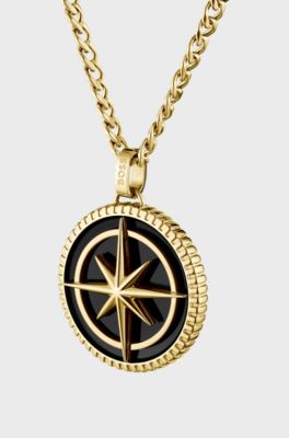 Gold-tone necklace with medallion pendant, Gold tone