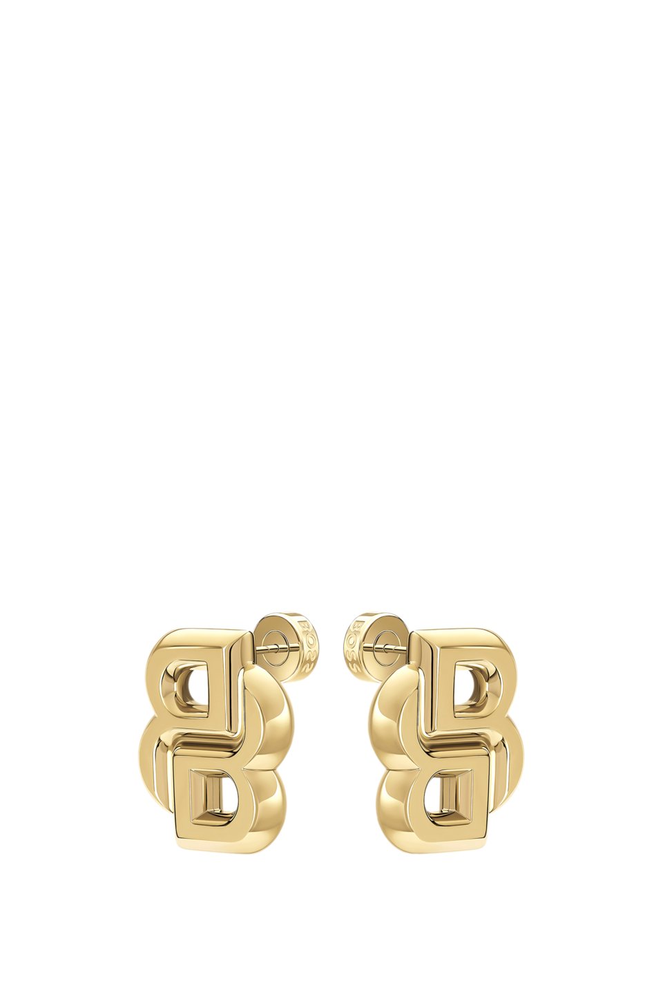 Double-B-monogram earrings in a light-yellow-gold tone