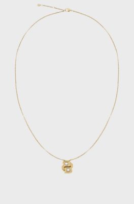 Light-yellow-gold-tone necklace with Double-B-monogram, Gold tone