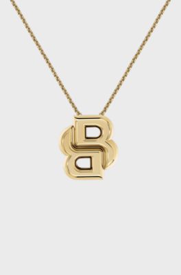 Light-yellow-gold-tone necklace with Double-B-monogram, Gold tone
