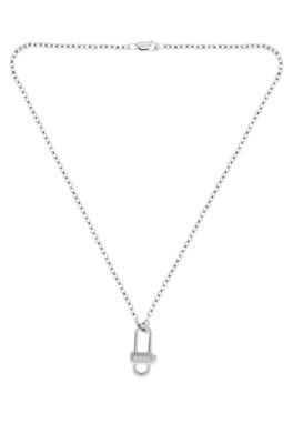 Men's necklace with a clean design, Silver tone
