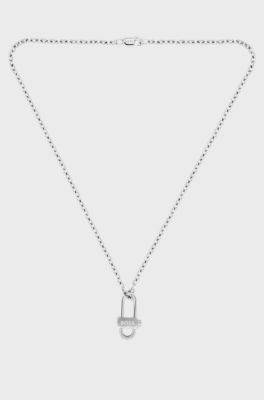 Men's necklace with a clean design, Silver tone
