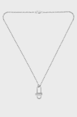 Men's necklace with a clean design, Silver tone