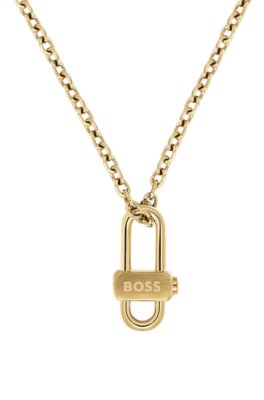 Boss Light-yellow-gold-tone necklace with lock pendant halsband herr – bild 2