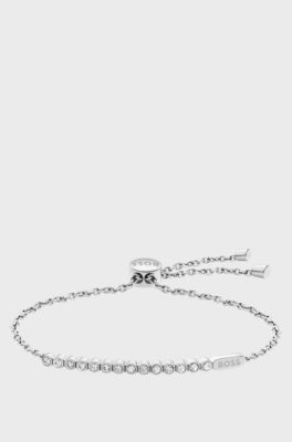 Silver-tone chain bracelet with crystal embellishment, Silver tone