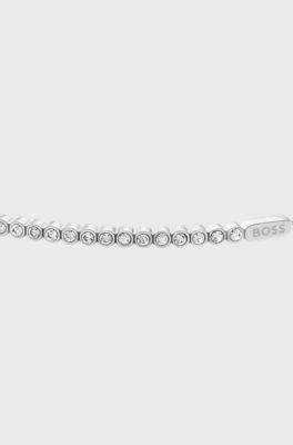 Silver-tone chain bracelet with crystal embellishment, Silver tone
