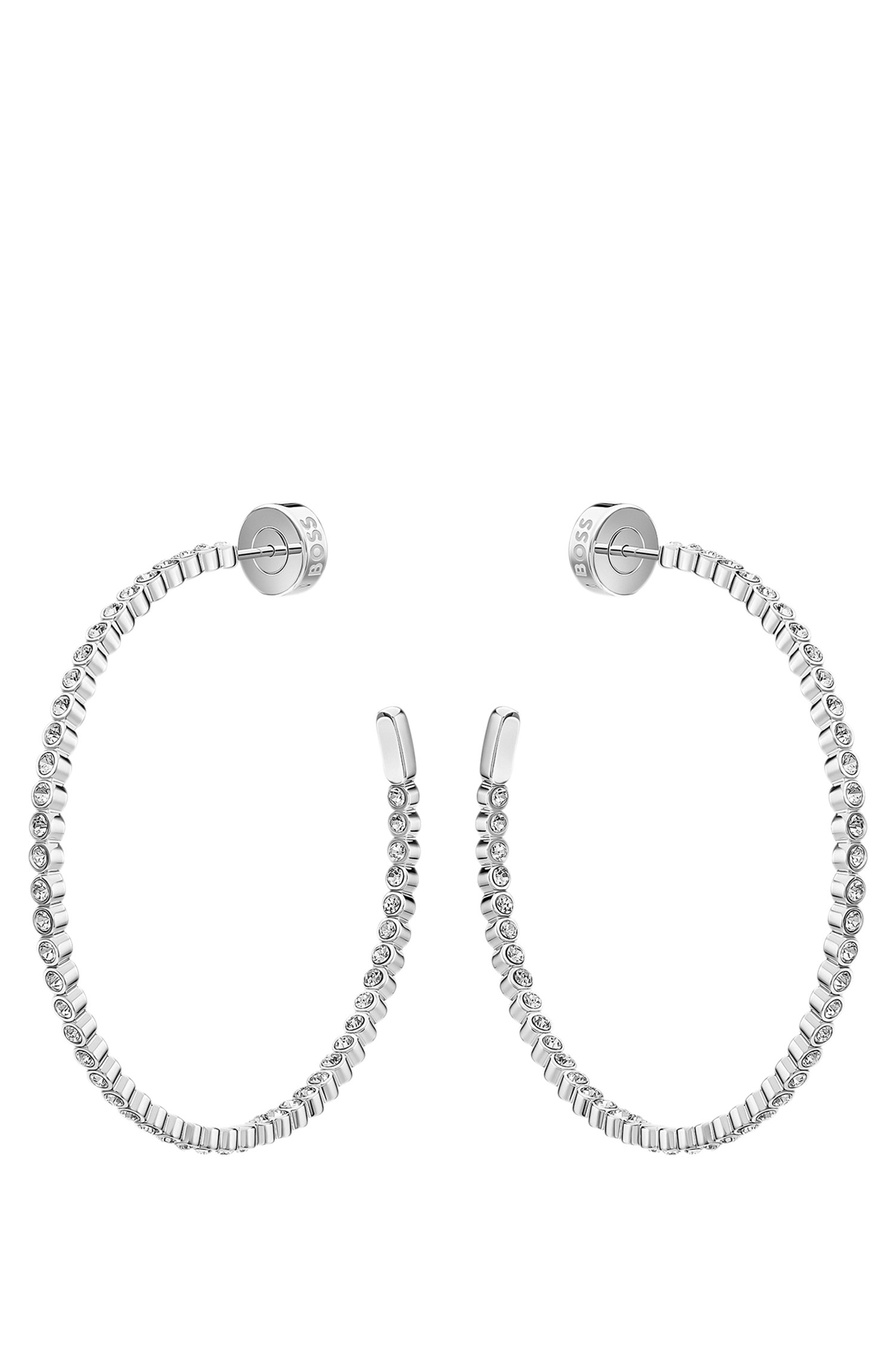 Boss Silver-tone hoop earrings with crystal embellishments örhängen dam