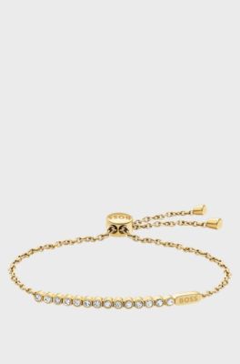 Pulsera en tono oro amarillo claro con cristales, Tono dorado